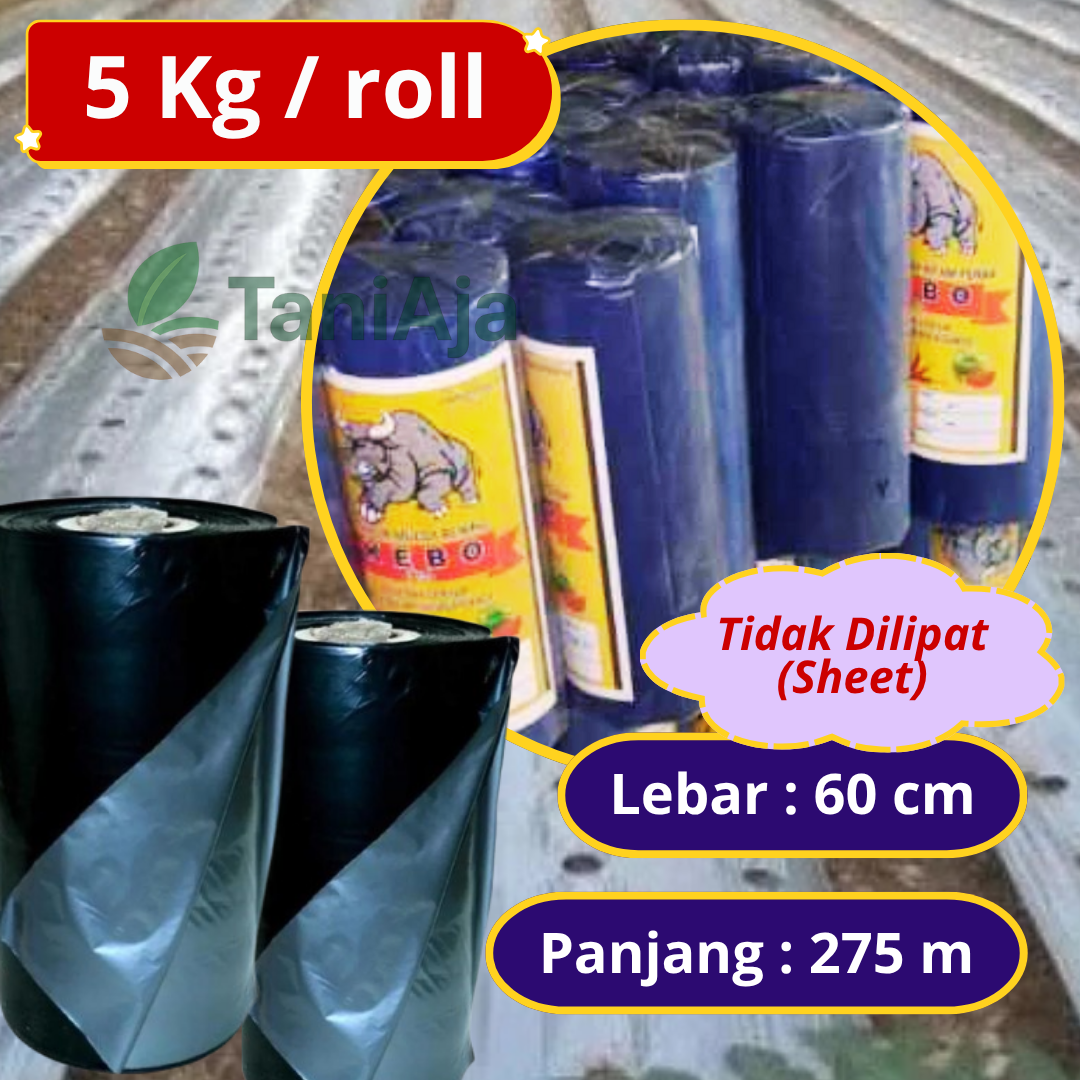 Plastik Mulsa Hitam Perak Cap Kebo 60cm x 275m 5Kg